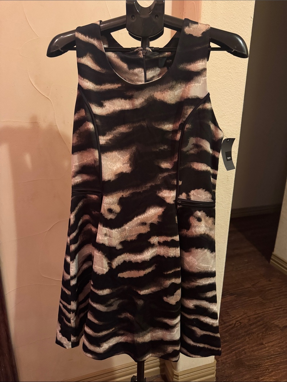 Mossimo Supply Co. Black and Cream Zebra-Print Sleeveless Fit & Flare Dress